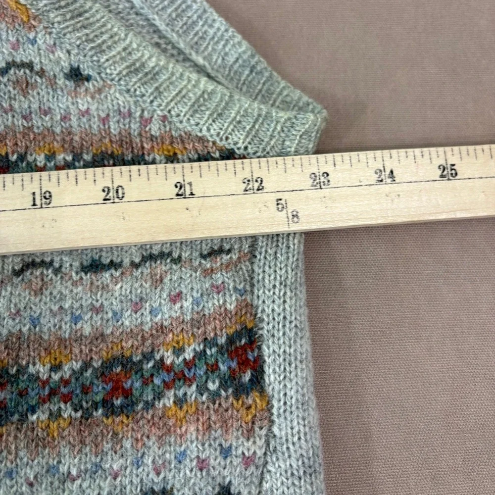 The Denver Sweater Vest Mens‎ XL Gray Fair Isle Private Stock Virgin Wool V-Neck
